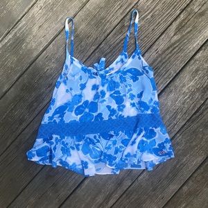 Hollister blue floral flowy tank